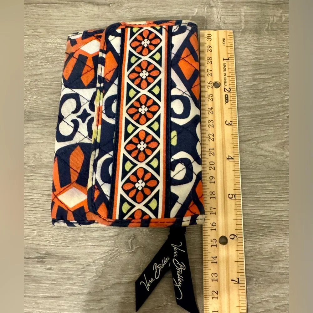 Vera Bradley Retired Pattern Euro Wallet: Orange, Blue, Green, White. Used